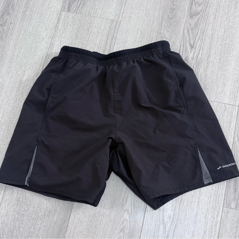 Brooks For Women Black Athletic Running Shorts with Reflective Trim